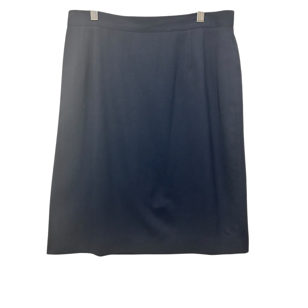 Liz Claiborne Women Skirt 14P Navy Wool Lined Minimalist Classic Career Capsule
